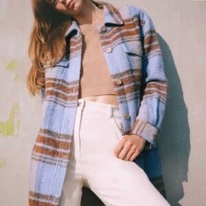 Aritzia Wilfred Free The Ganna Plaid Wool Shirt Jacket S